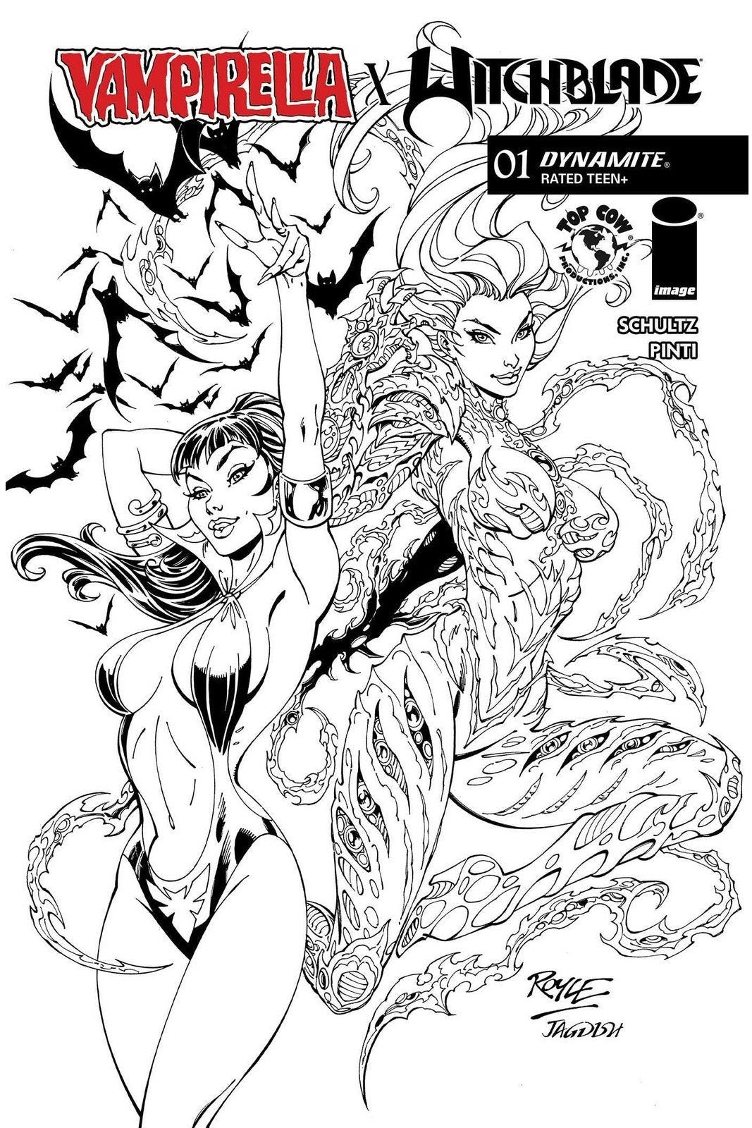 Vampirella x Witchblade Special #1 - John Royle Line Art 1:7 Pre-Sale (9/30/26)