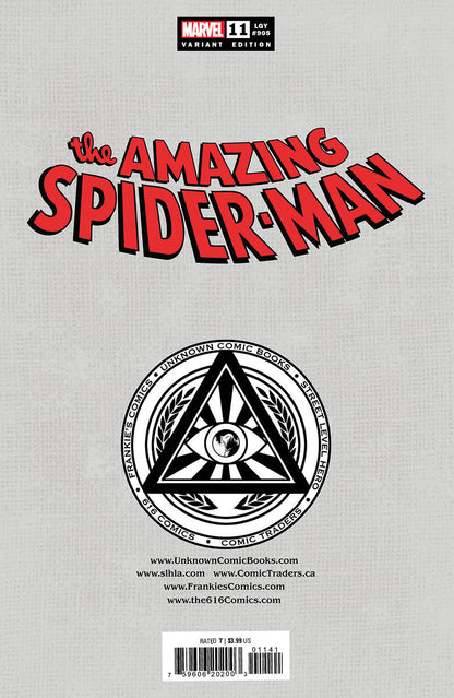 AMAZING SPIDER-MAN #11 UNKNOWN COMICS R1C0 EXCLUSIVE VIRGIN VAR (10/12/2022)